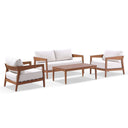 Bronte 2+1+1 Outdoor Teak Look Aluminium with Sunbrella Lounge Setting with Coffee Table