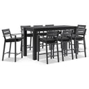 Santorini Outdoor Aluminium 2m Bar Table with 8 Bar Stools