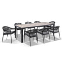Southport Outdoor 2.17m Aluminium and Ceramic Table with 8 Finley Rope Chair