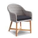 Solomon 1.8m Round Outdoor Teak Timber Dining Table with 8 Coastal Wicker Chairs