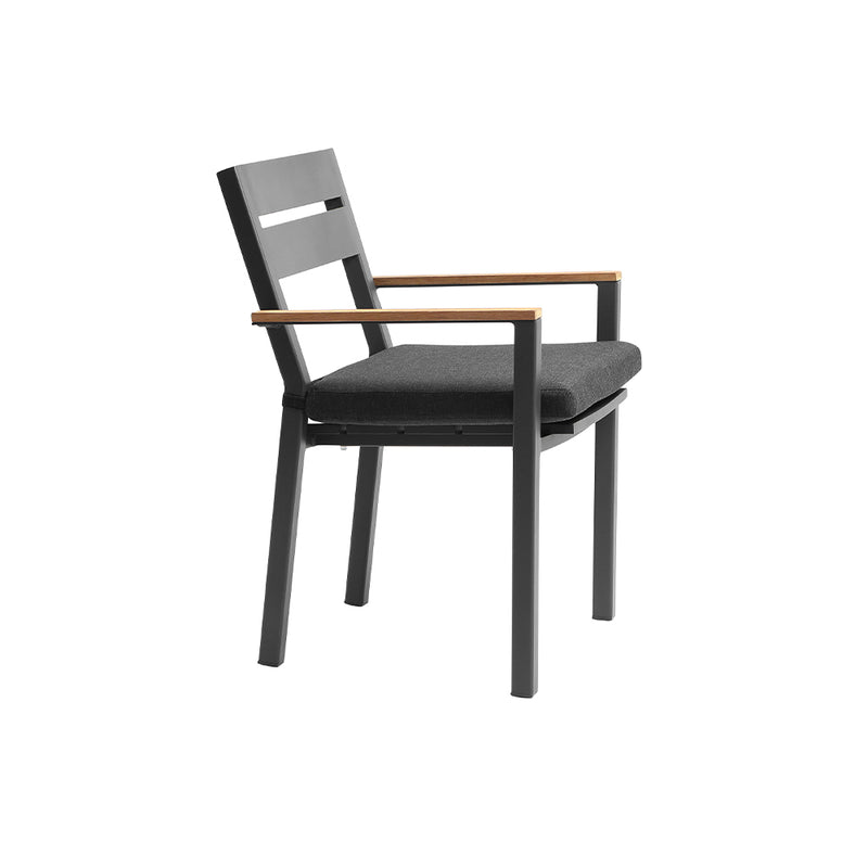 Capri Outdoor Aluminium Dining Chair with Teak Timber Arm Rests