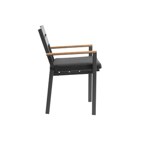 Capri Outdoor Aluminium Dining Chair with Teak Timber Arm Rests