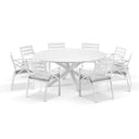 Houston Outdoor 1.8m Round Aluminium Dining Setting with 8 Kansas Chairs