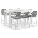 Hugo Outdoor Ceramic 2m Rectangle Aluminium Bar Table with 6 x Hugo Rope Bar Stools