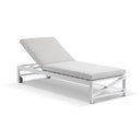 Kansas Outdoor Aluminium Sun Lounge Set on Wheels in Sunbrella with Hugo Side Table