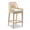 Hugo Outdoor Aluminium and Rope Bar Stool in Light Oak Timber Look