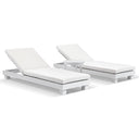 Santorini Aluminium Sun Lounge Set with Side Table in White with Sunbrella® cushions