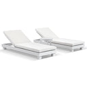 Santorini Aluminium Sun Lounge Set with Side Table in White with Sunbrella® cushions