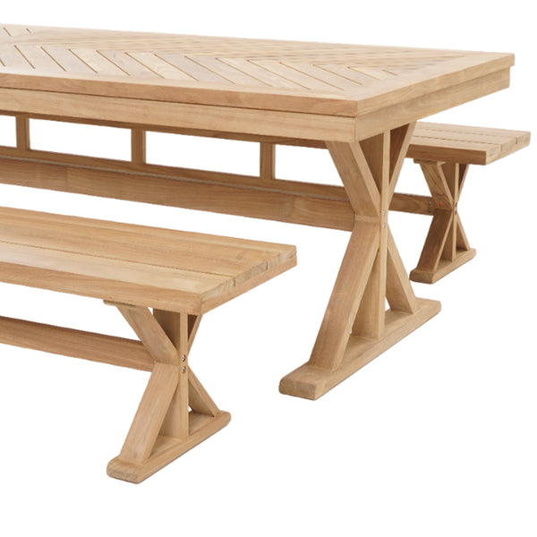 Darlington Outdoor 2.5m Teak Timber Dining Set with Benches
