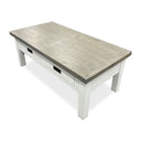 Ashton Rectangle Indoor  Timber Coffee Table in Brushed White with Grey Wooden Top