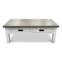 Ashton Rectangle Indoor  Timber Coffee Table in Brushed White with Grey Wooden Top