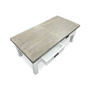 Ashton Rectangle Indoor  Timber Coffee Table in Brushed White with Grey Wooden Top