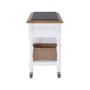 Leura Belle Kitchen Island Bench in Brushed White with Natural Timber Top