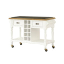 Leura Belle Kitchen Island Bench in Brushed White with Natural Timber Top