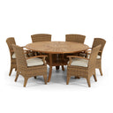 Solomon 1.5m Round Outdoor Teak Timber Table with Kai wicker Chairs