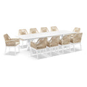 Tahitian 3m Aluminium Dining Table with 10 Hugo Dining Chairs