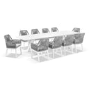 Tahitian 3m Aluminium Dining Table with 10 Hugo Dining Chairs