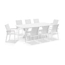 Tahitian 2.1m Aluminium Dining Table with 8 Patonga Dining Chairs