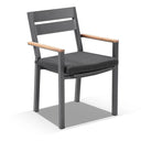 Capri Outdoor Aluminium Dining Chair with Teak Timber Arm Rests