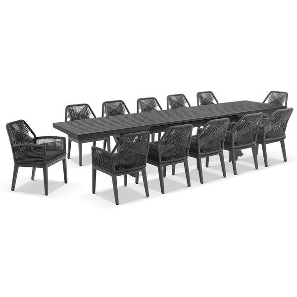 Austin Outdoor 3m 3.8m Extension Aluminium Table with 12 Hugo Rope D