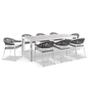 Southport Outdoor 2.17m Aluminium and Ceramic Table with 8 Finley Rope Chair