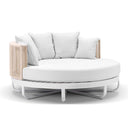 Cannes Outdoor Round Aluminium Daybed in White with Cream Rope