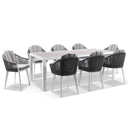 Southport Outdoor 2.17m Aluminium and Ceramic Table with 8 Alpine Rope Chair