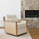 Frida Swivel Rattan Armchair Indoor Fabric Sofa Lounge