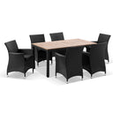 Sahara 6 Seater Outdoor Teak and Wicker Dining Setting