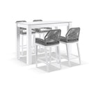 Hugo Ceramic 1.5m Rectangle Aluminium Bar Table with 4 x Hugo Rope Bar Stools