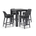 Hugo Outdoor Ceramic Square Aluminium Bar Table with 4 x Hugo Rope Bar Stools