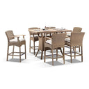 Sahara Teak Top 6 Seater Bar Setting in Half Round Wicker with Wanika Stools