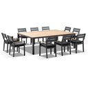 Tuscany 10 Seat with Capri chairs with Teak Arm Rests in Charcoal