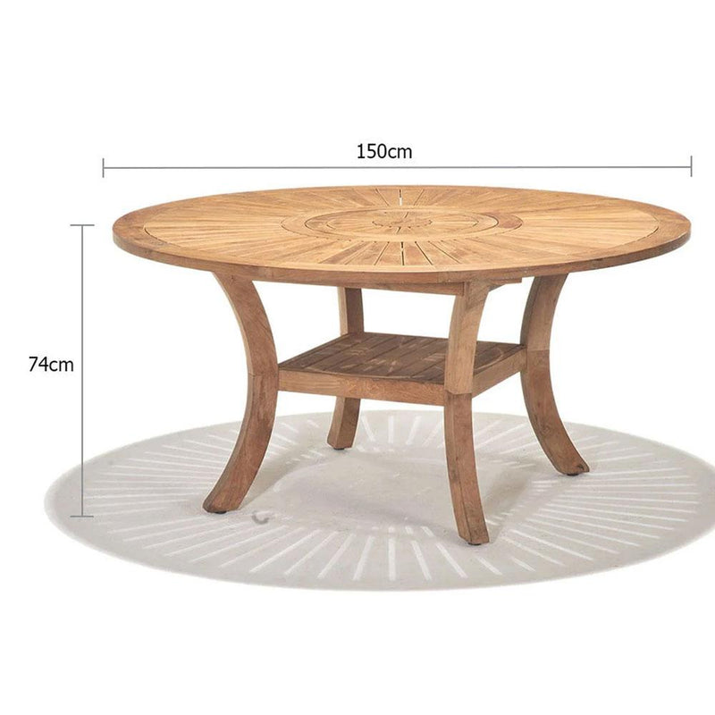 Solomon 1.5 Round Teak  Timber Outdoor Dining Table