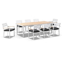 Tuscany 8 with Capri chairs with Teak Arm Rests in White