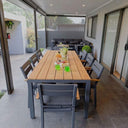 Tuscany 8 With Capri Chairs with Teak Arm Rests  in Charcoal