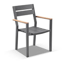 Tuscany 8 With Capri Chairs with Teak Arm Rests  in Charcoal