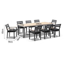 Tuscany 8 With Capri Chairs with Teak Arm Rests  in Charcoal