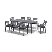 Capri 9 Pcs Dining Setting with Santorini Chairs in Charcoal