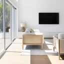 Killara Indoor Cream Bouclé Couch Fabric and Timber 3+1+1 Rattan Lounge Sofa Setting