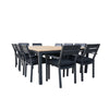 Tuscany 10 Seat Teak Top and Aluminium Dining Setting with Santorini Chairs in Charcoal