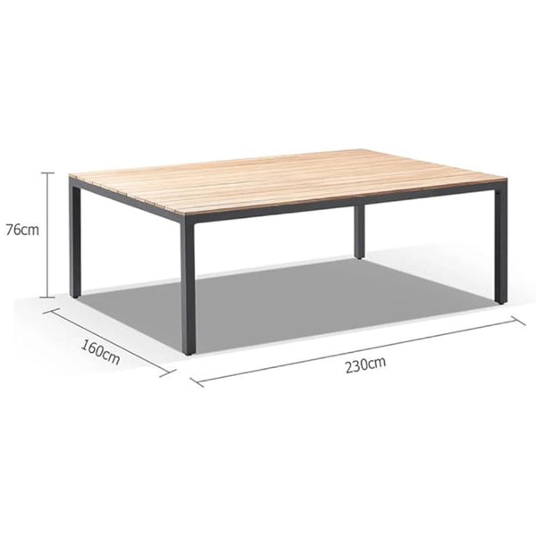 Tuscany 10 Seat Teak Top and Aluminium Dining Setting with Santorini Chairs in Charcoal