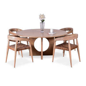 Glenorie Indoor 4 Seater Round Timber Dining Table and Chairs Setting