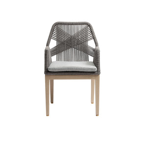 Hugo Outdoor Aluminium and Rope Dining Chair in Light Oak Timber Look