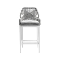 Santorini Outdoor Aluminium Square Bar Table with 4 Hugo Aluminium and Rope Bar Stool