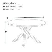 Houston Outdoor 1.5m Round Aluminium Table with 6 Patonga Dining Chairs