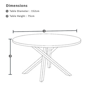 Houston Outdoor 1.5m Round Aluminium Table with 6 Patonga Dining Chairs
