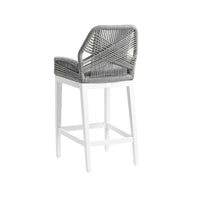 Santorini Outdoor Aluminium Square Bar Table with 4 Hugo Aluminium and Rope Bar Stool