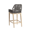 Hugo Outdoor Aluminium and Rope Bar Stool in Light Oak Timber Look