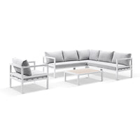 Cuba Outdoor Aluminium Corner Lounge with Arm Chair & Coffee Table
